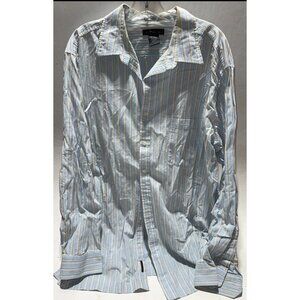 J Ferrar Men's Light Blue Striped Button Down Shirt XXL